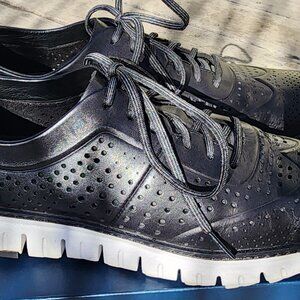Cole Haan Men's Zerogrand Black Leather Perforated Wingtip Sneakers Size 10.5